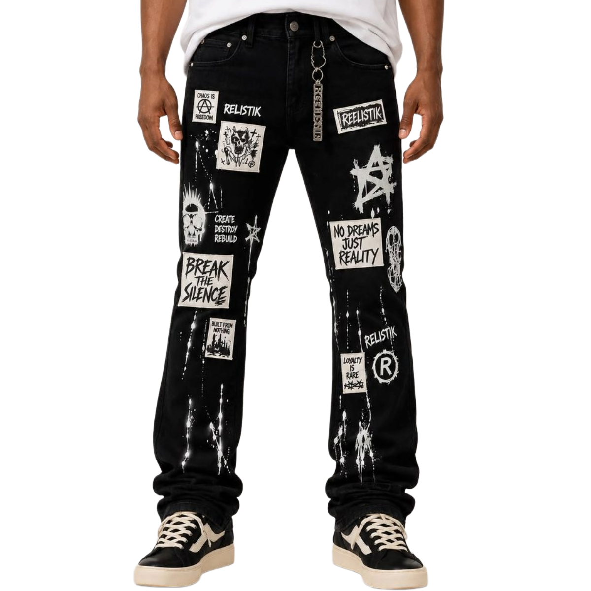 REELISTIK 'BREAK THE SILENCE' STACKED PATCHED DENIM (BLK)