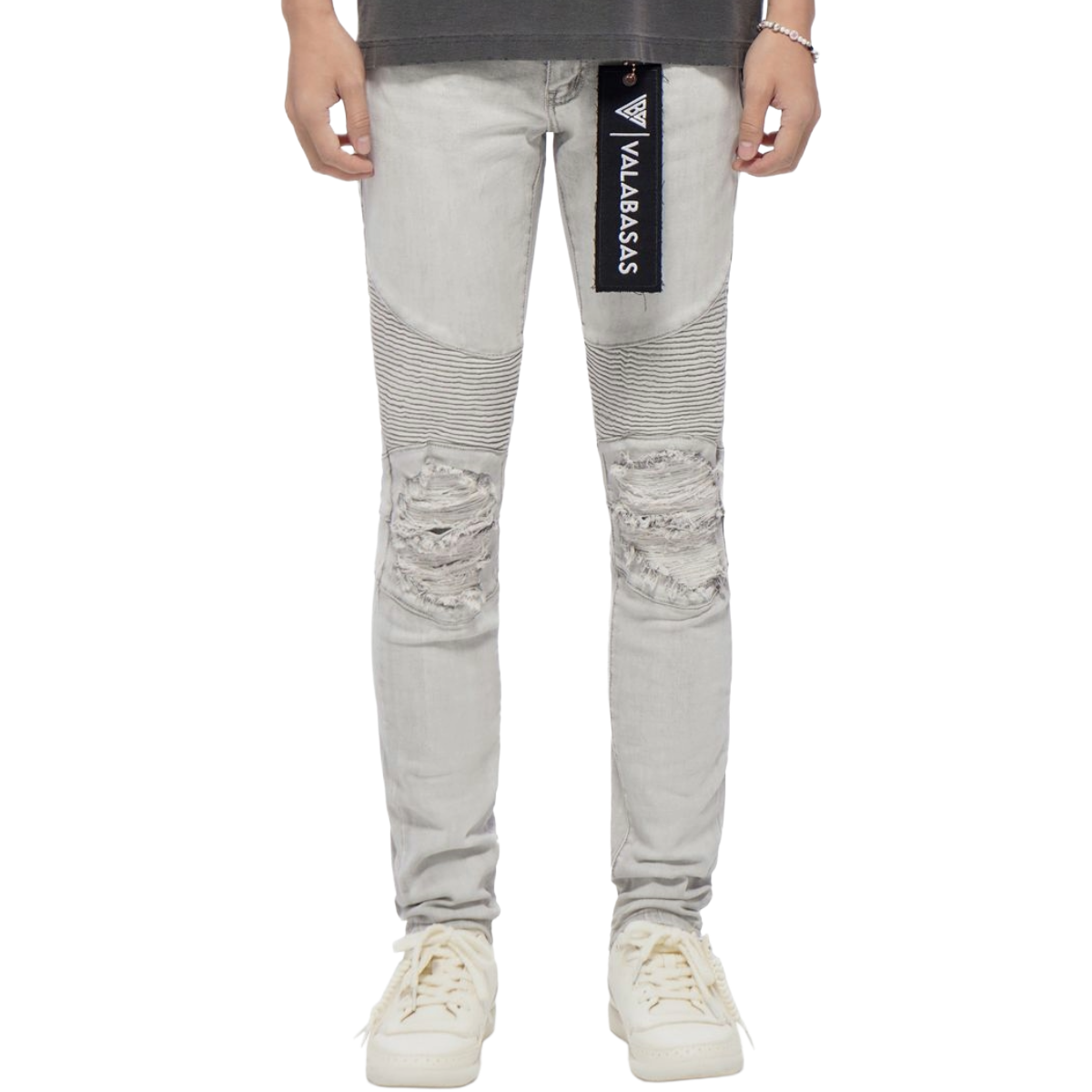 VALABASAS 'MR.BIKER' SKINNY DENIM (SNW GRY)