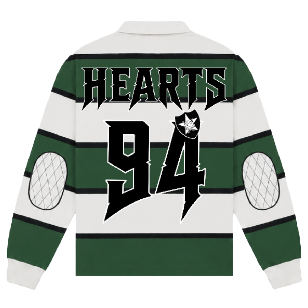 SH 'RUGBY' PATCH KNIT LS SHIRT (GRN/WHT)