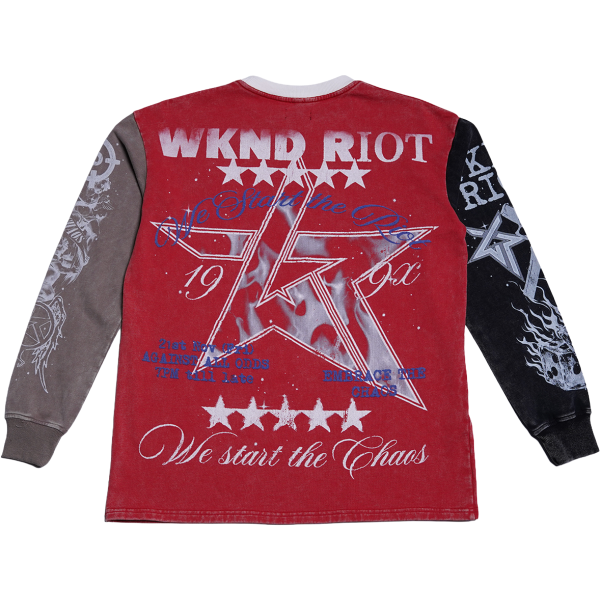 WR 'RIOT FACE' LS TEE (RED)