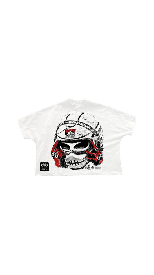 SANITY "DEATH RACER" CROP WHITE TEE