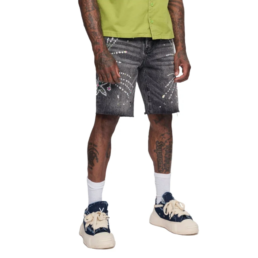 VALABASAS "SAMBA" DENIM SHORTS GREY