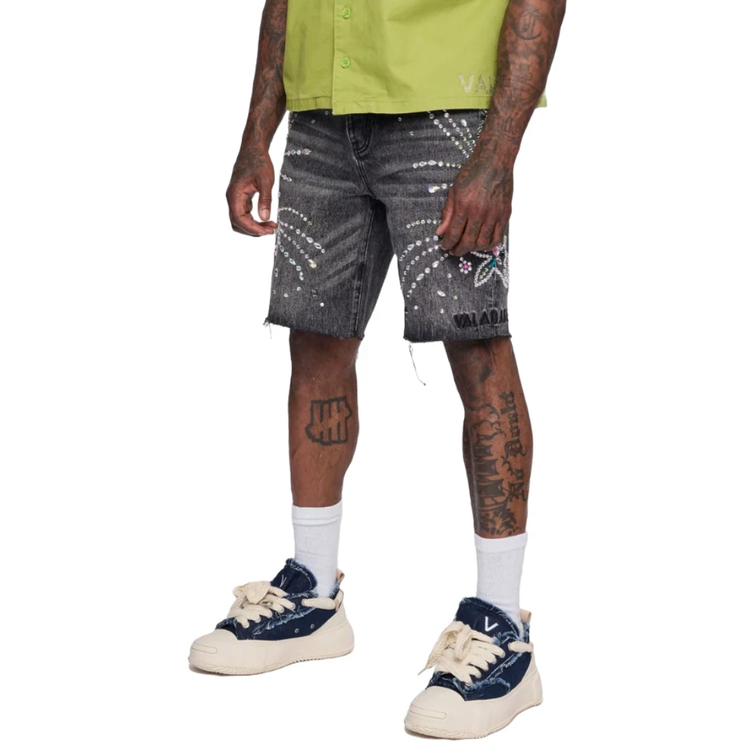 VALABASAS "SAMBA" DENIM SHORTS GREY
