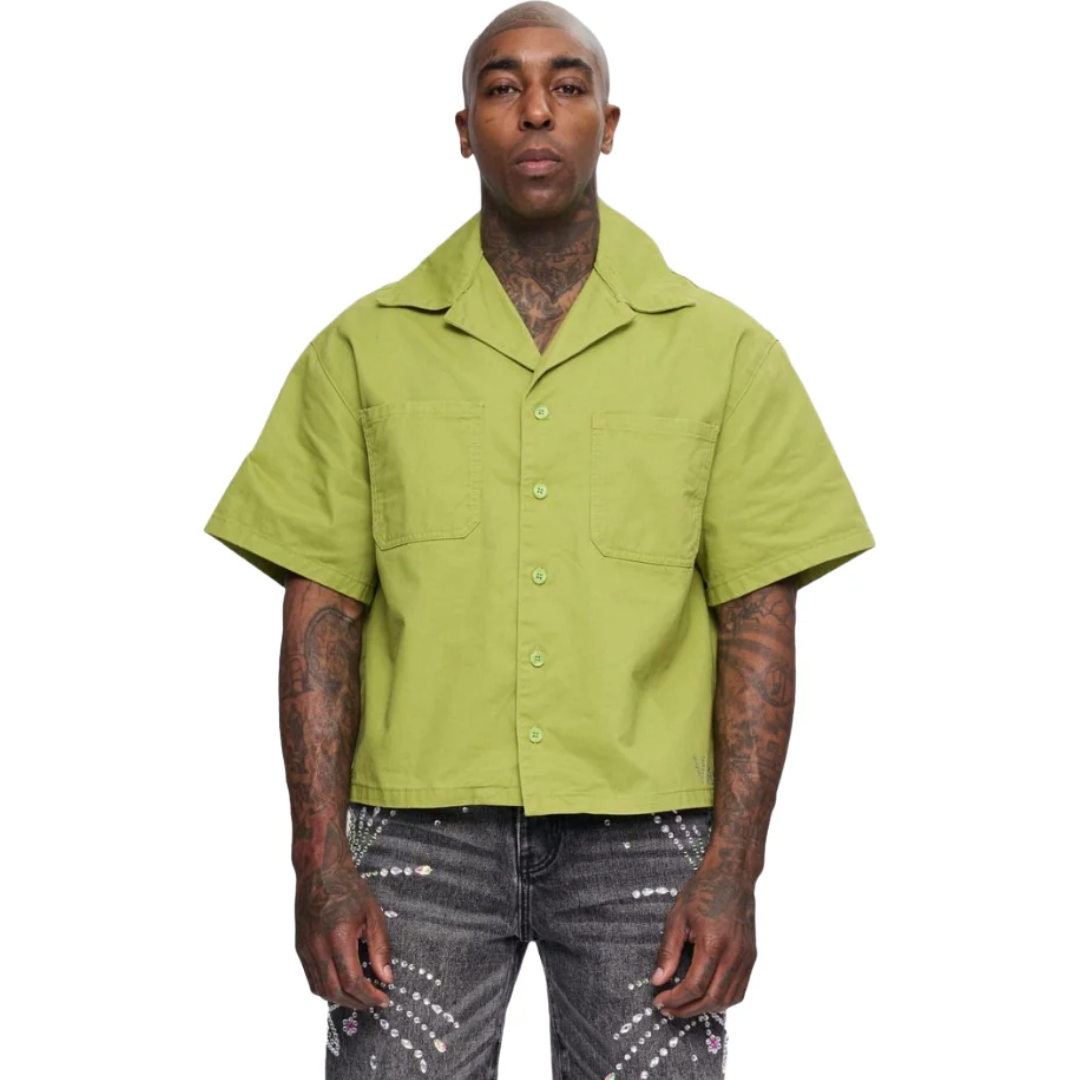 VALABASAS "SHINE" BUTTON DOWN - OLIVE