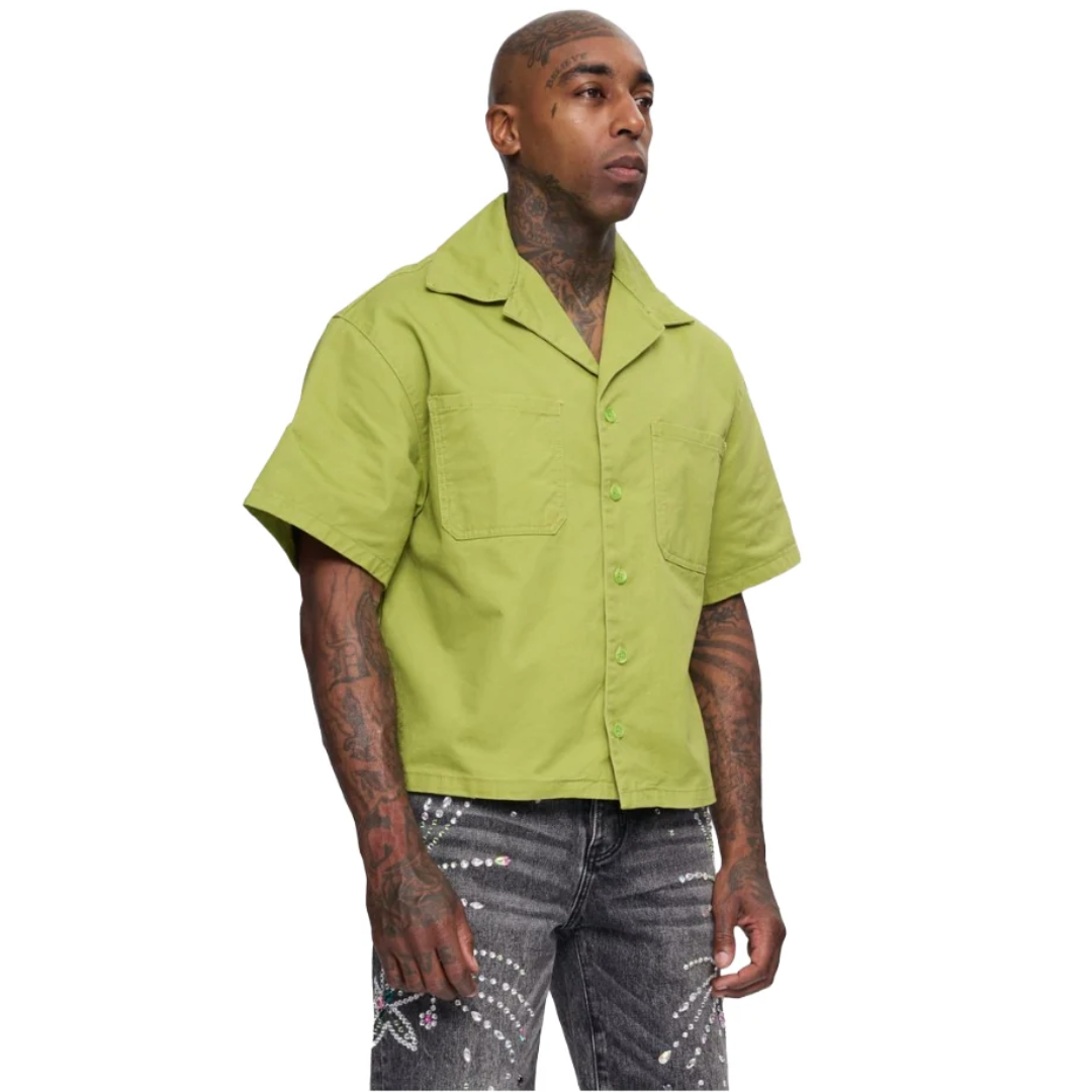VALABASAS "SHINE" BUTTON DOWN - OLIVE