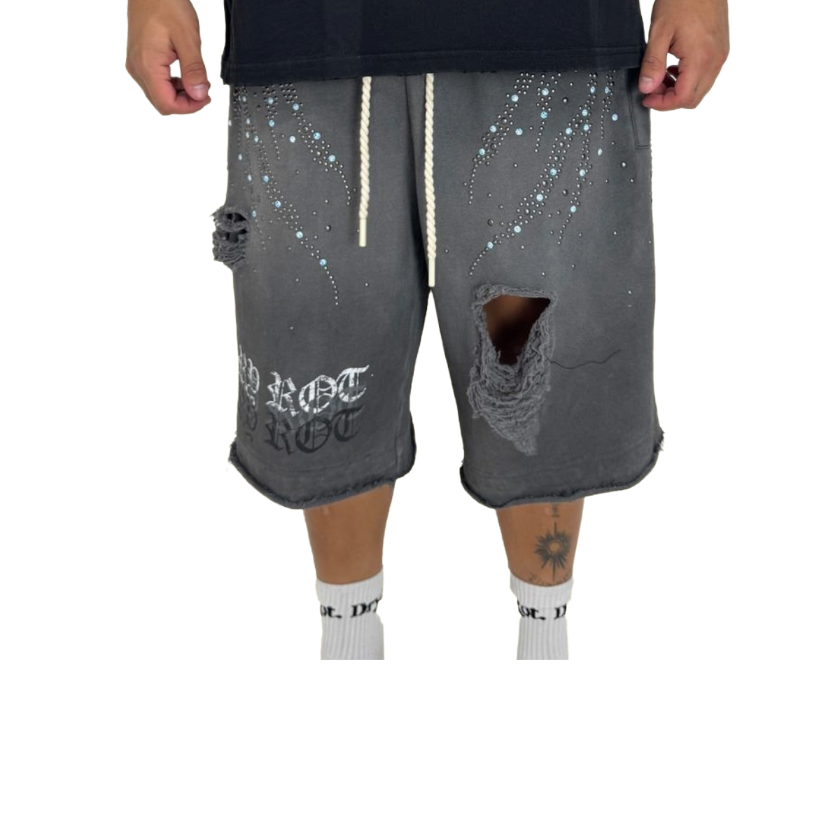 DRY ROT "MIDNIGHT FRAY" COTTON SHORTS