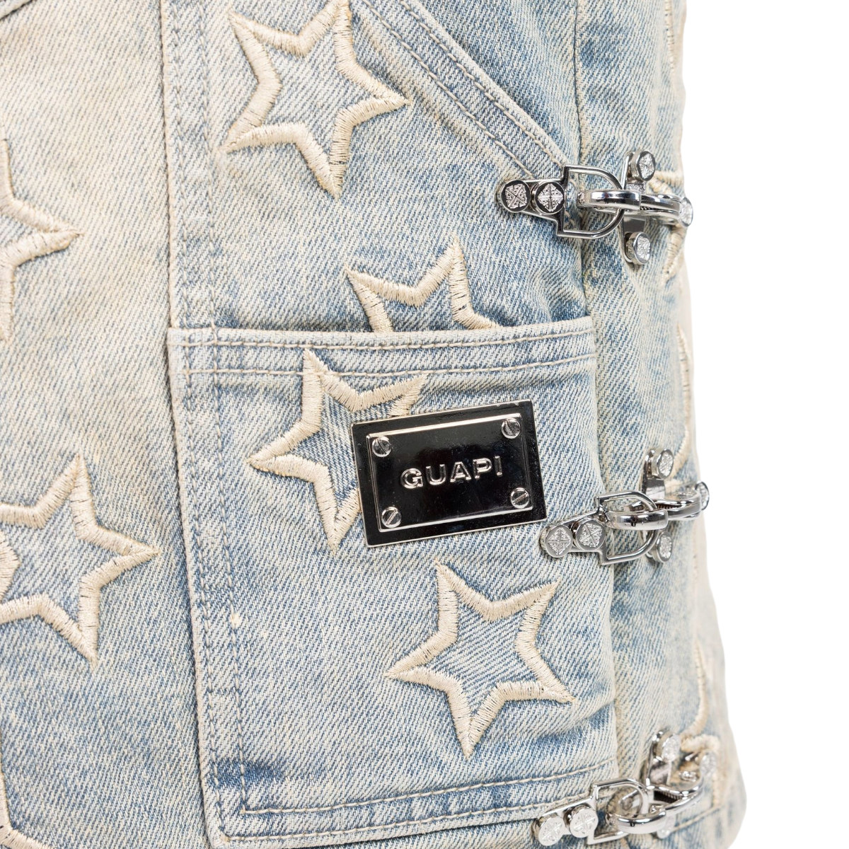 GUAPI  VINTAGE BLUE "STARS" DENIM SHORTS