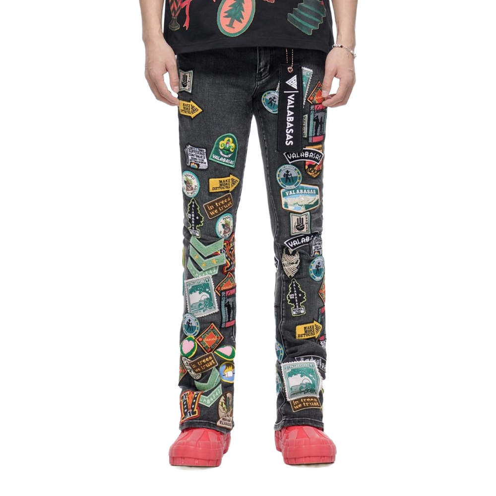 VALABASAS "AXIS" STACKED BLACK/GREY DENIM