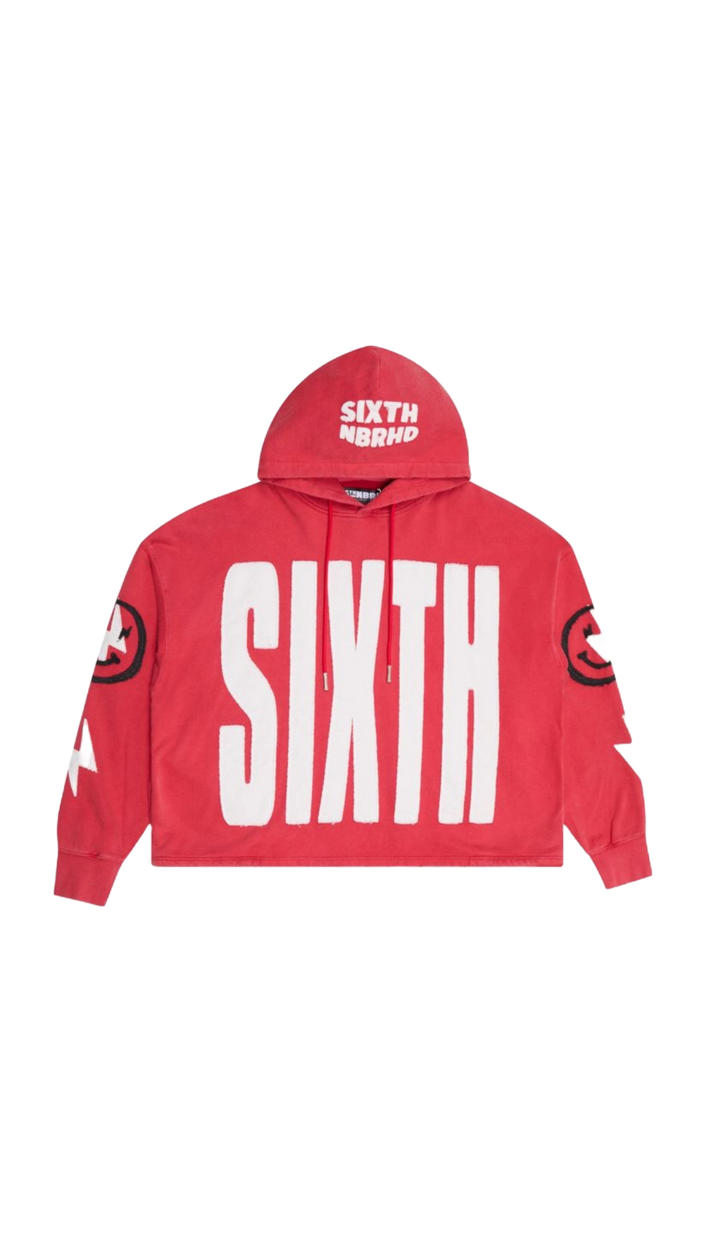 6THNBRHD "PATCHES" RED CROPPED PULLOVER