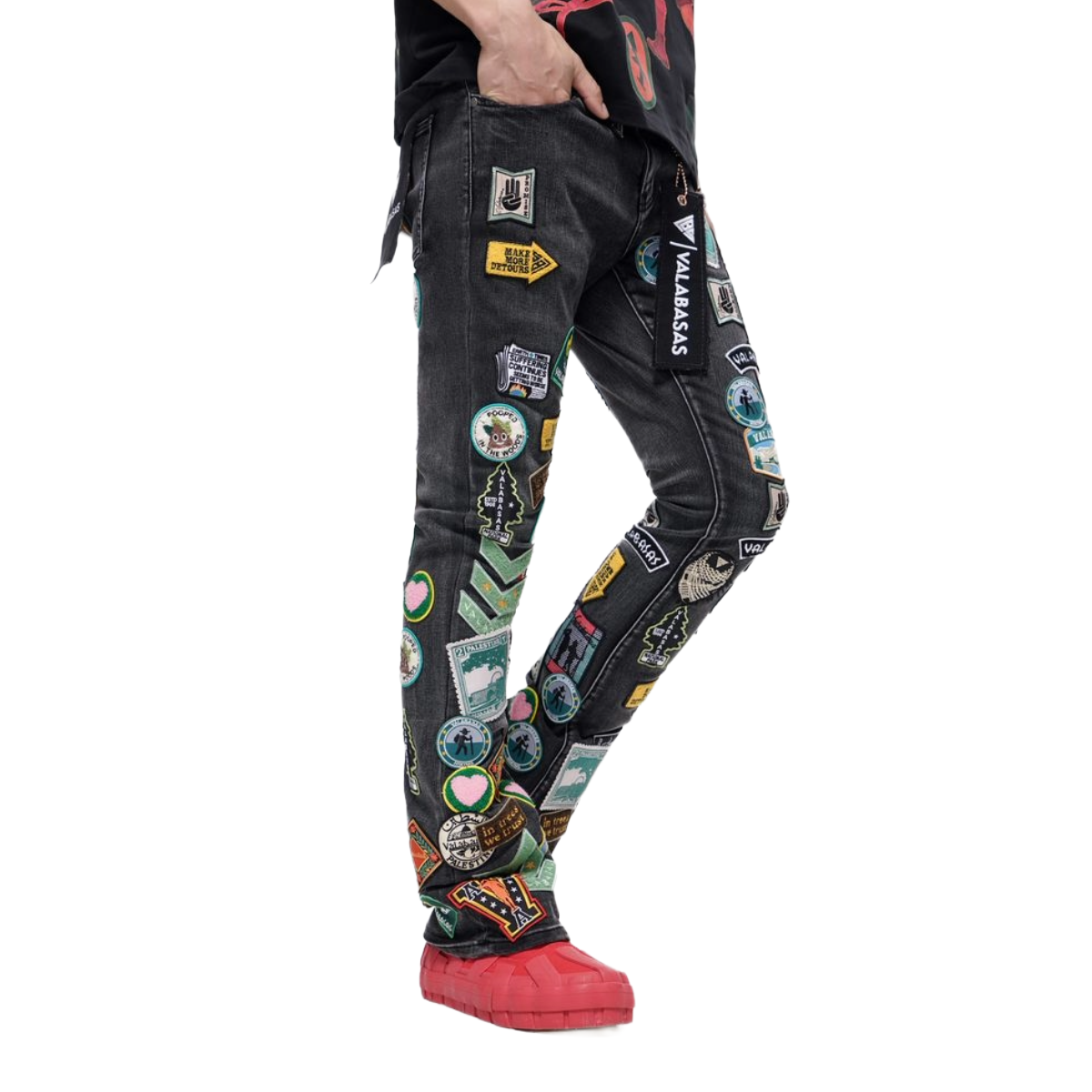 VALABASAS "AXIS" STACKED BLACK/GREY DENIM