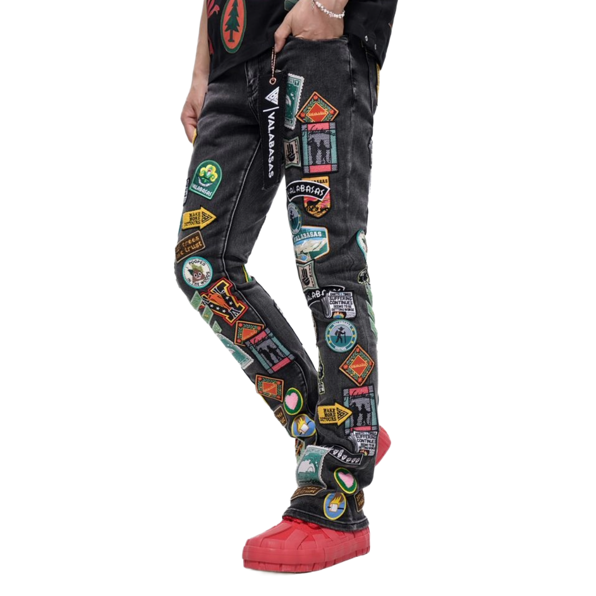 VALABASAS "AXIS" STACKED BLACK/GREY DENIM