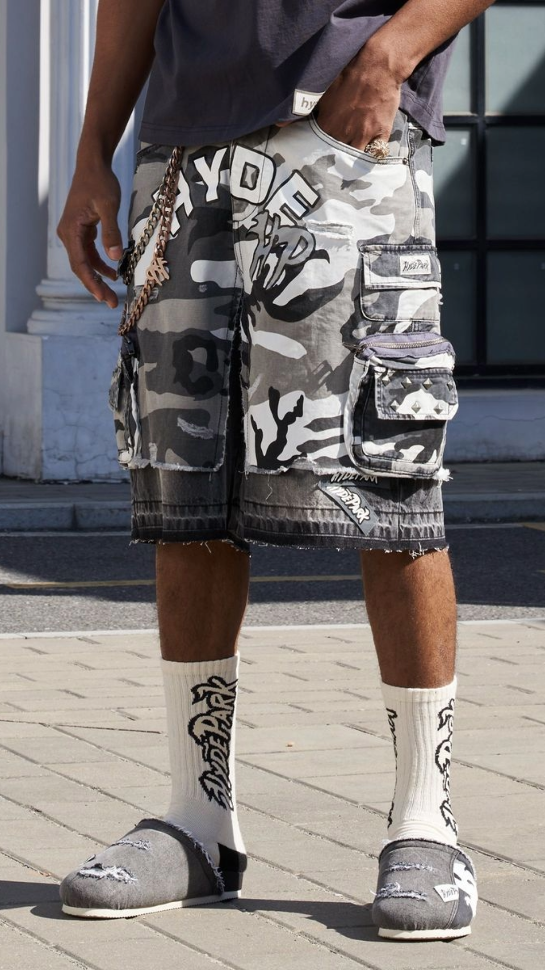 HP Black Camo x Denim Cargo Short