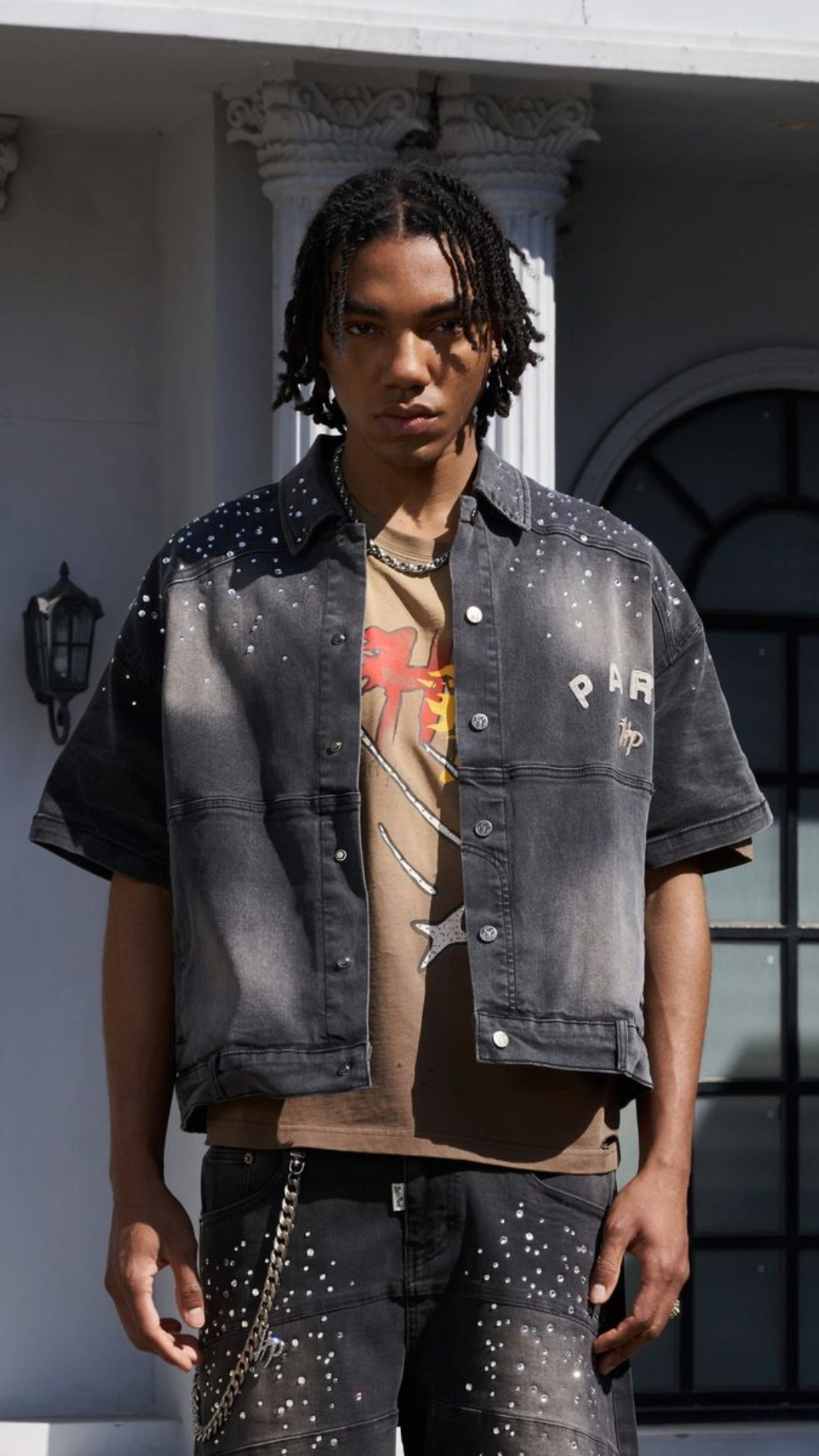 HP Black Studded Park Denim Work Shirt