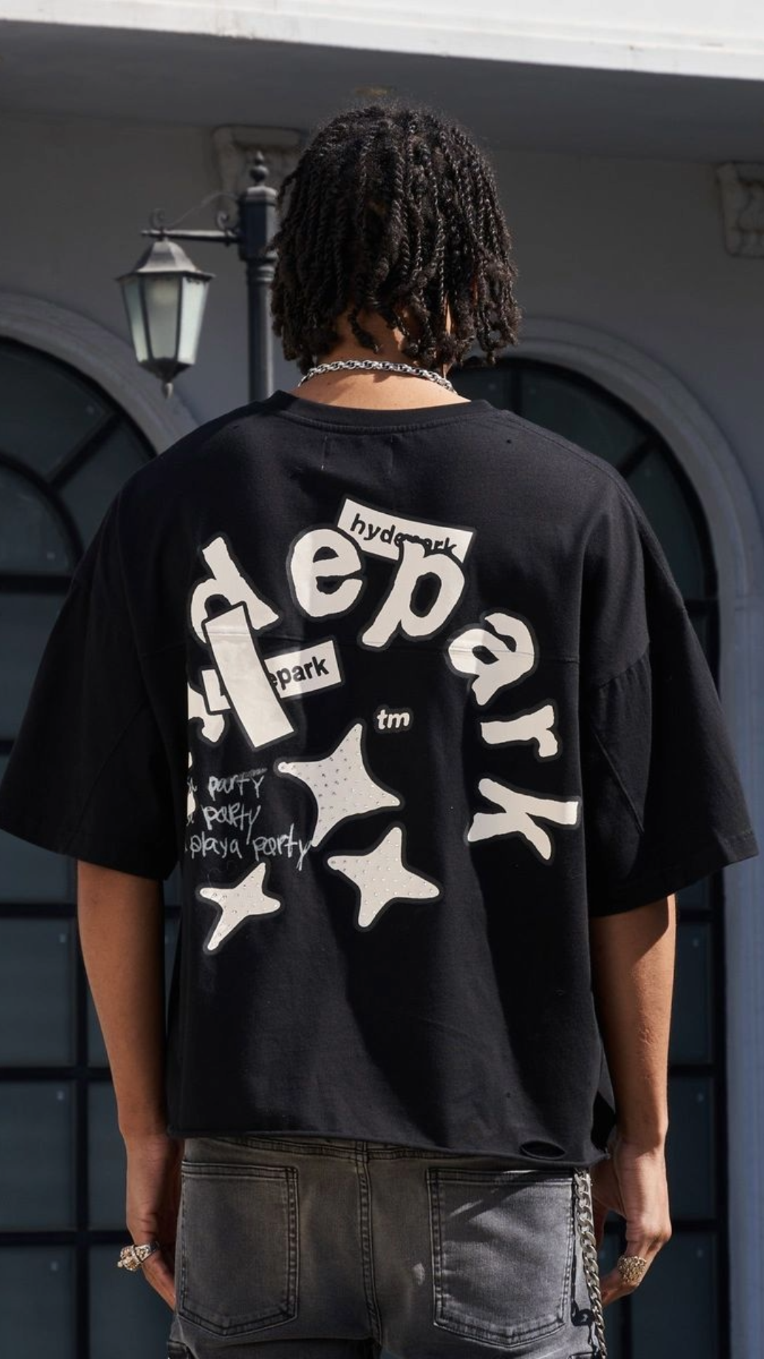 HP Black Aged Cotton (Double Yoke) Crop Tee