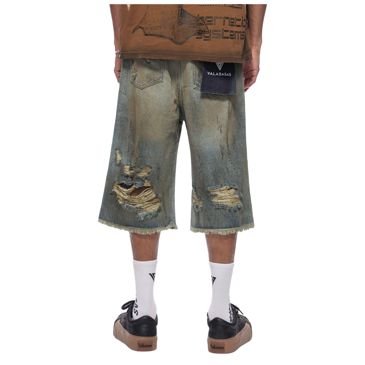 VALABASAS "SNAPPED" BAGGY DENIM JORTS (DRTY VTG BLUE)
