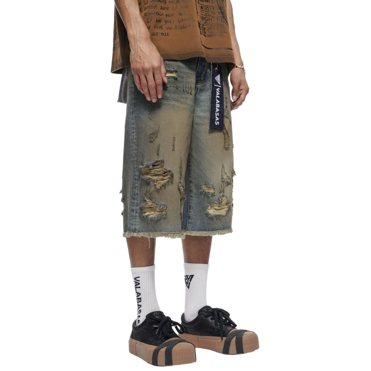 VALABASAS "SNAPPED" BAGGY DENIM JORTS (DRTY VTG BLUE)