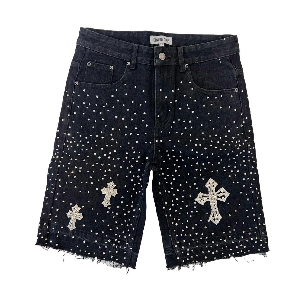 GC BLACK JORTS - RAW EDGE / EMBELLISHED