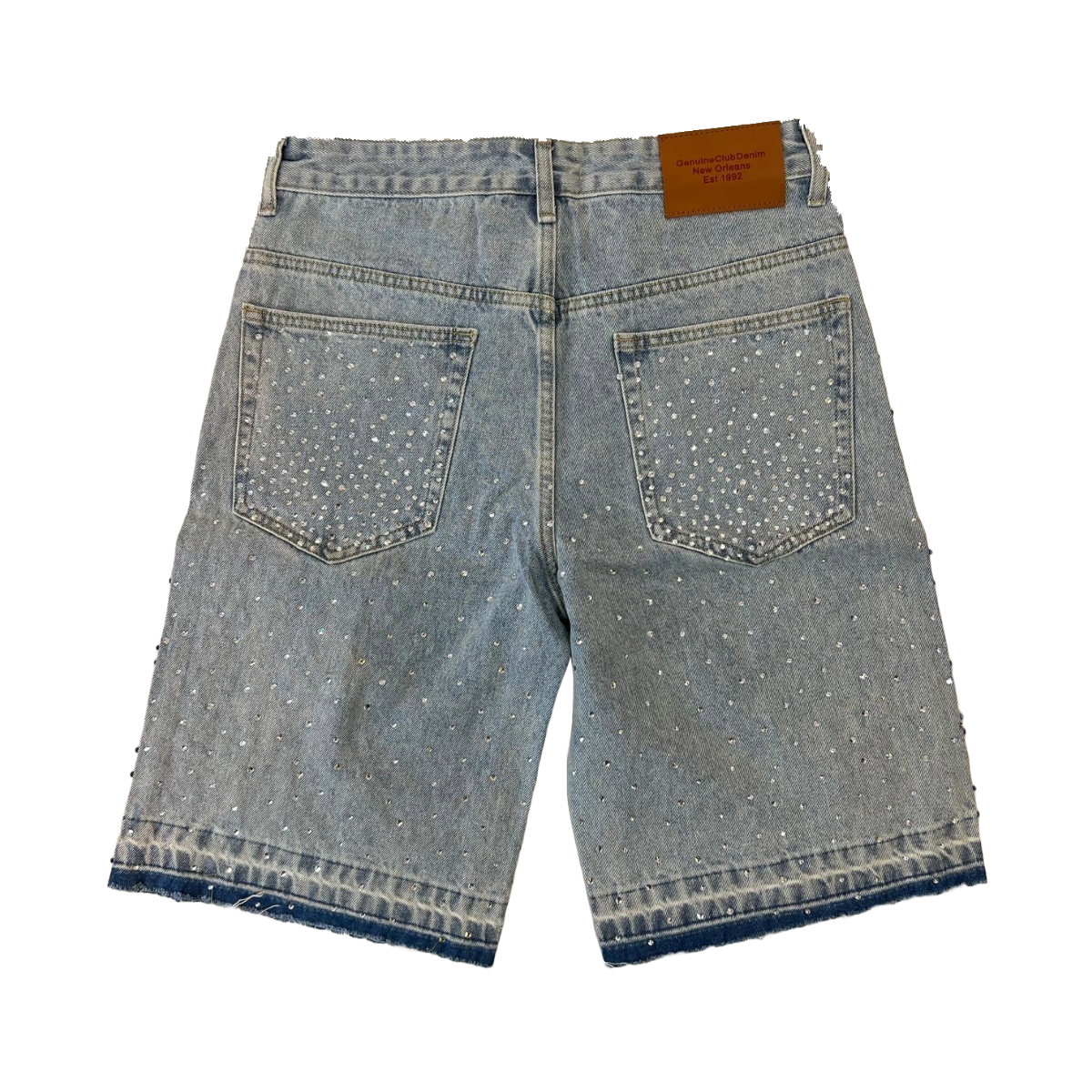 GC BLUE JORTS - RAW EDGE / EMBELLISHED