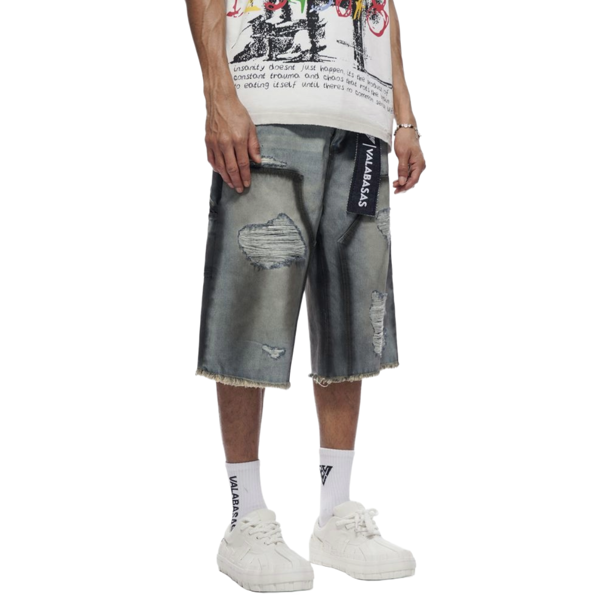 VALABASAS "REVOLT" WASHED DENIM JORTS (DRTY LT BLUE)