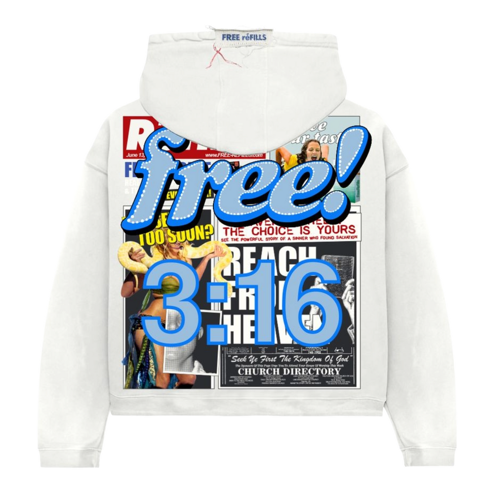 FR TABLOID HOODIE (WHT/BLUE)