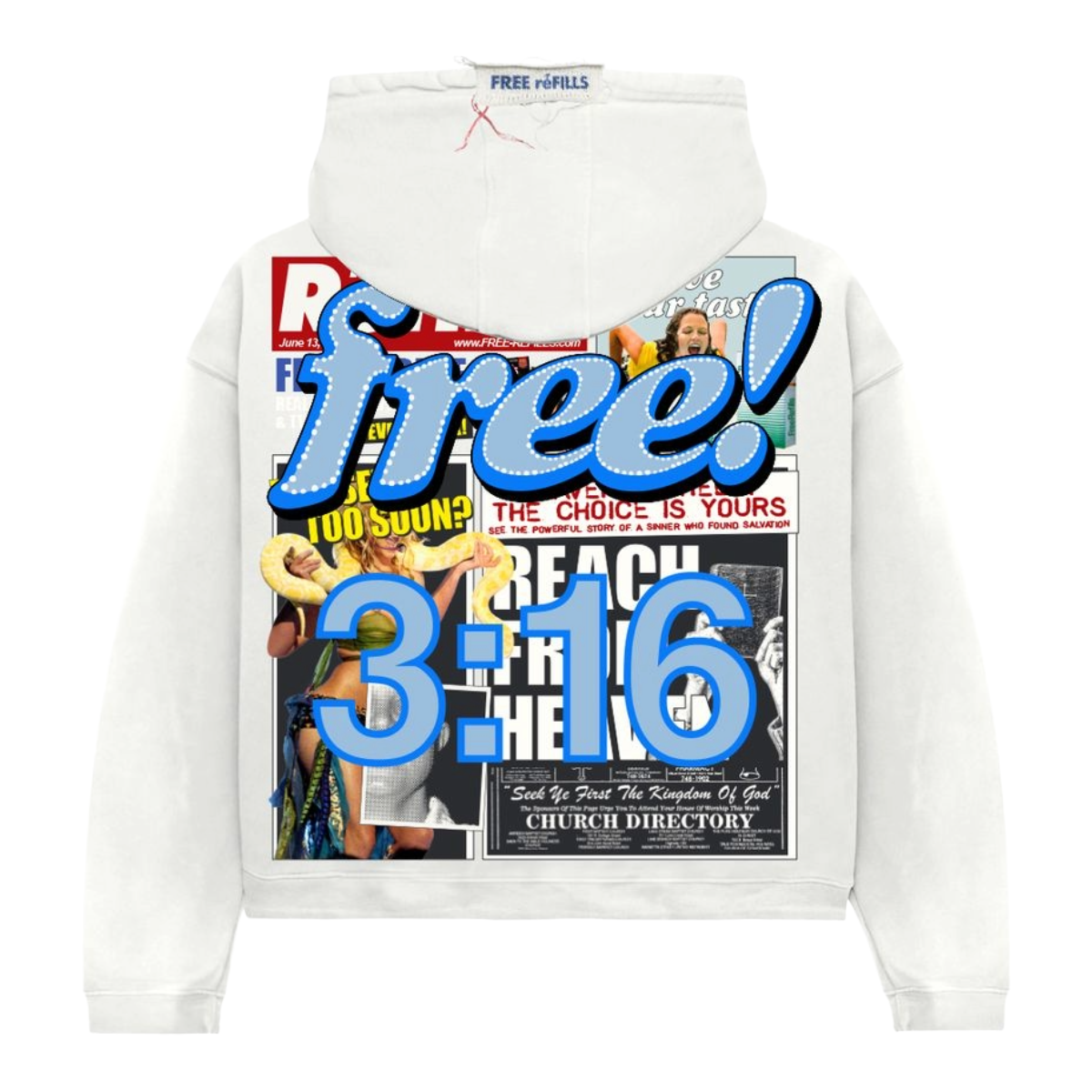FR TABLOID HOODIE (WHT/BLUE)