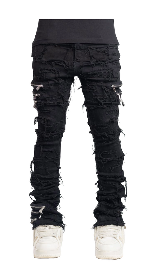 GUAPI OBSIDIAN BLACK DISTRESSED DENIM