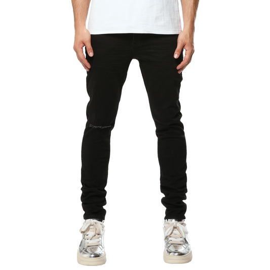 PURPLE 'KNEE SLIT RINSE' SLIM DENIM