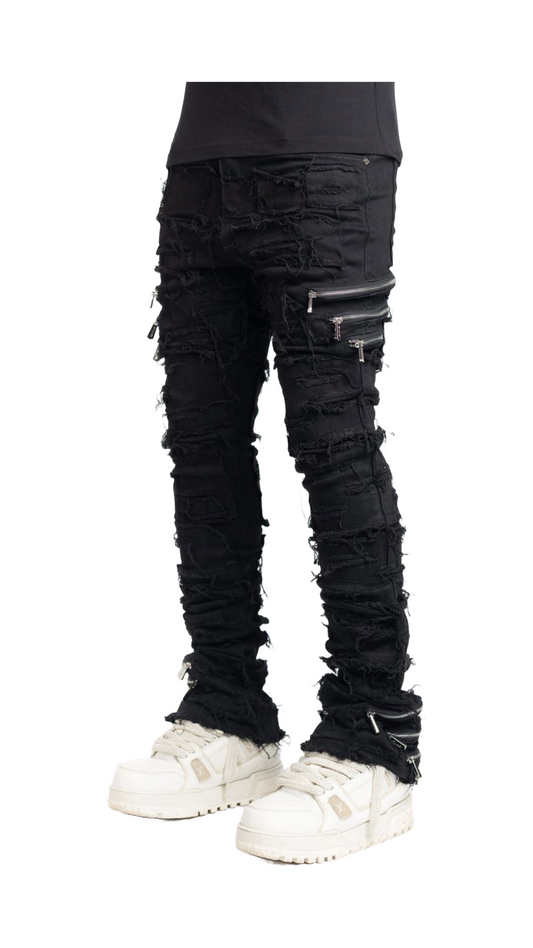 GUAPI OBSIDIAN BLACK DISTRESSED DENIM