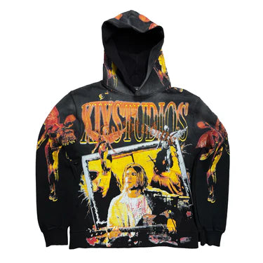 KOOL KIY "NEVERMIND" FADED BLACK HOODIE