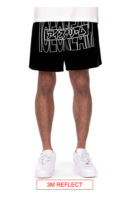 ICECREAM KATAKANA SHORTS (BLK) 3M REFLECT