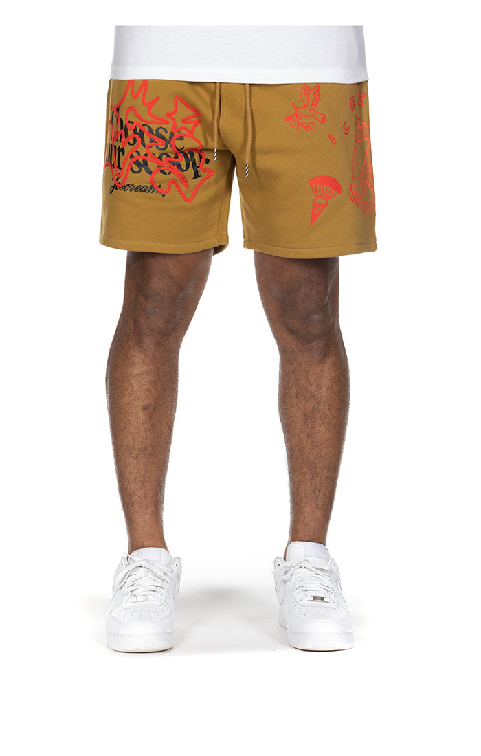 ICECREAM SCOOP SWEATSHORTS (DRIED TOBACCO)