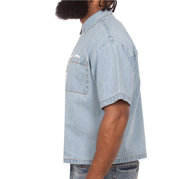 IC BLUE DOG SS WOVEN SHIRT (CROPPED)